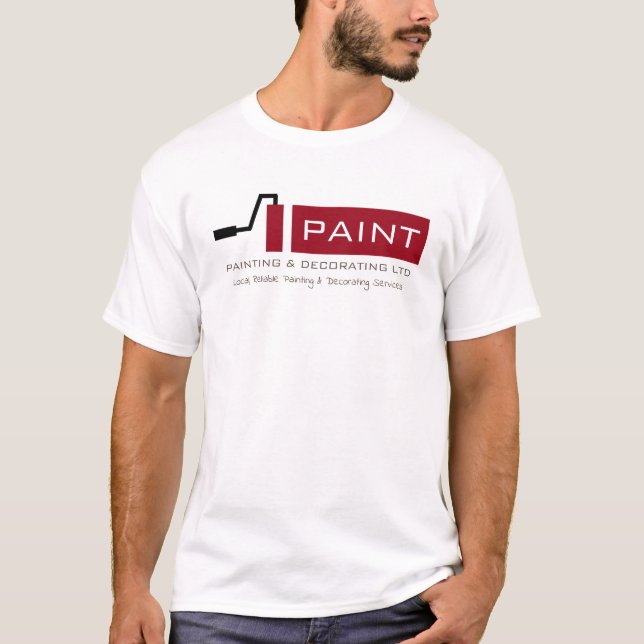 Camiseta Roller de pintura roja, anuncio de pintador y deco (Anverso)