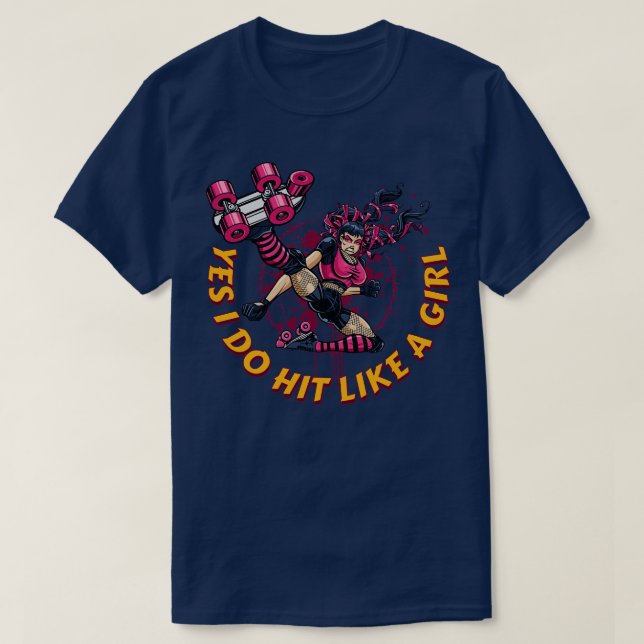 Camiseta Roller Derby para las mujeres Sí, golpeo como una  (Diseño del anverso)