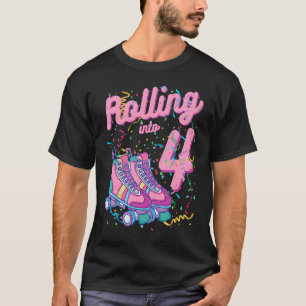 Camiseta Roller en patinaje sobre patines de cumpleaños 4 a