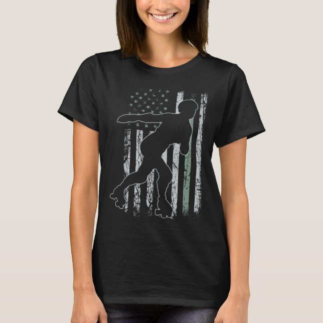 Camiseta Roller Skates Retro USA Flag Skate 4th of July (Anverso)