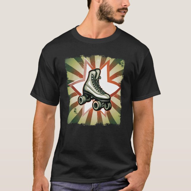 Camiseta Roller Skates Roller Blades estilo retro 70 (Anverso)
