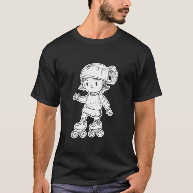 Camiseta Roller Skating Girl Cartoon Style for Girls (Anverso)