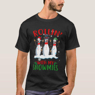 Camiseta Rollin Con Mis Snowmies Bowling Crew Navidades