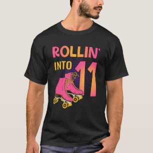 Camiseta Rollin' En 11 Chica de Roller 11ª Fiesta de Cumple