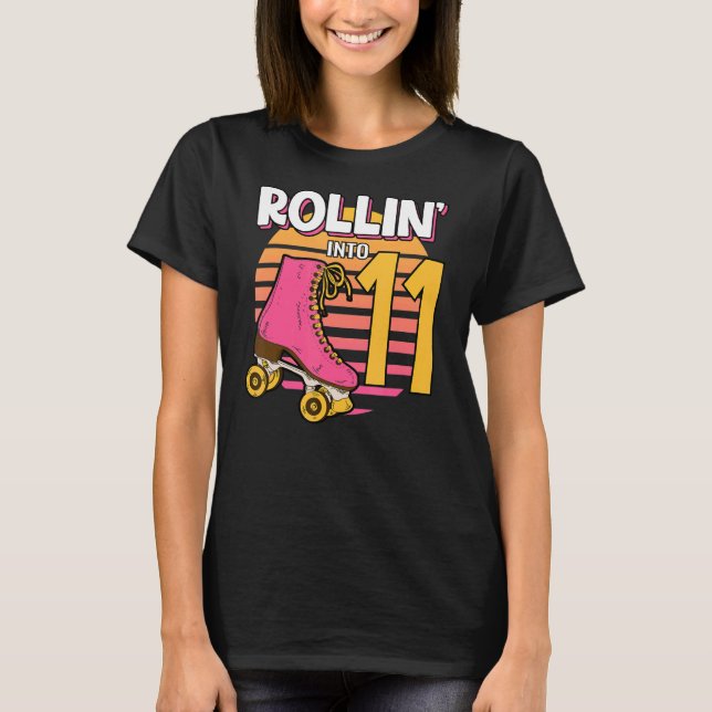 Camiseta Rollin' En 11 Chica de Roller 11ª Fiesta de Cumple (Anverso)