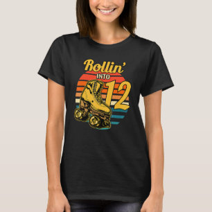 Camiseta Rollin' En 12 Retro Roller 12ª Fiesta de Cumpleaño