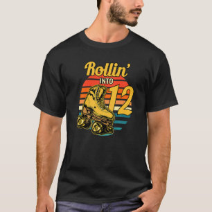 Camiseta Rollin' En 12 Retro Roller 12ª Fiesta de Cumpleaño