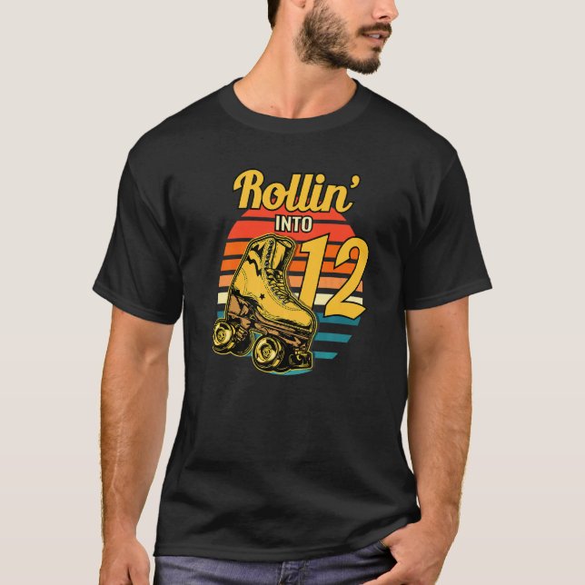 Camiseta Rollin' En 12 Retro Roller 12ª Fiesta de Cumpleaño (Anverso)