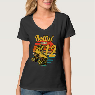 Camiseta Rollin' En 12 Retro Roller 12ª Fiesta de Cumpleaño