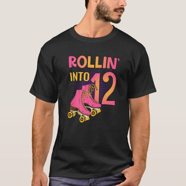 Camiseta Rollin' en 12 Roller Chica 12th Birthday Party Sk (Anverso)