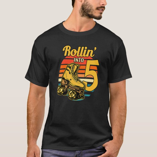 Camiseta Rollin' en 5 Retro Roller 5ª fiesta de cumpleaños  (Anverso)