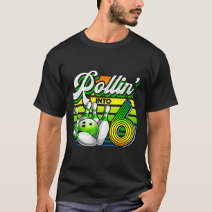 Camiseta Rollin' en 6 bolas retro bolera 6 cumpleaños