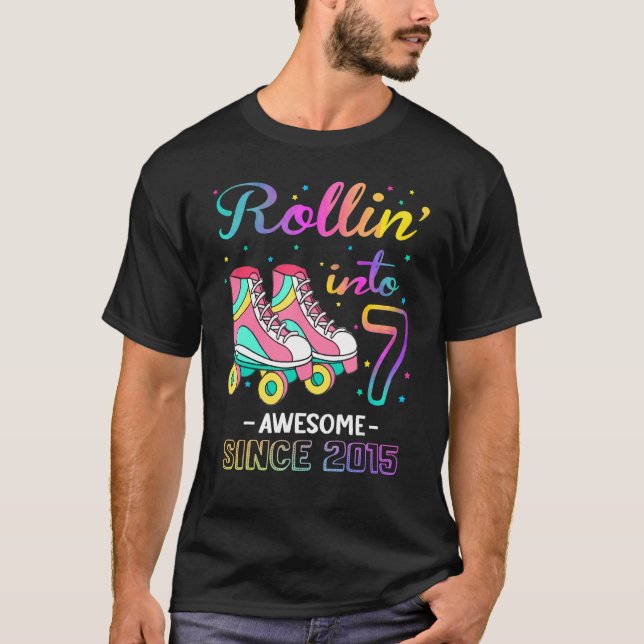 Camiseta Rollin' en 7 Awesome 2015 Roller Skating 7th Bir (Anverso)