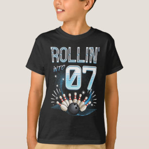Camiseta Rollin' En 7 Bowling Cumpleaños 7Bday Bowler Bday 
