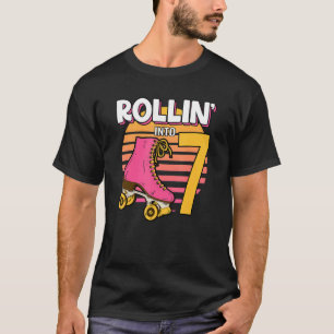 Camiseta Rollin' En 7 Roller Chica Séptima Fiesta de Cumple