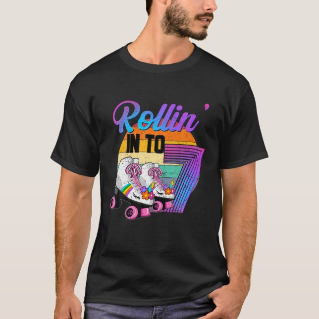 Camiseta Rollin' En 7 Roller Rink 7 Cumpleaños Pa (Anverso)