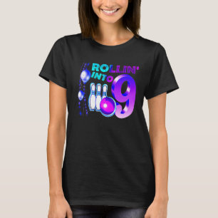 Camiseta Rollin en 9 Bowling Birthday Party Noveno Cumpleañ