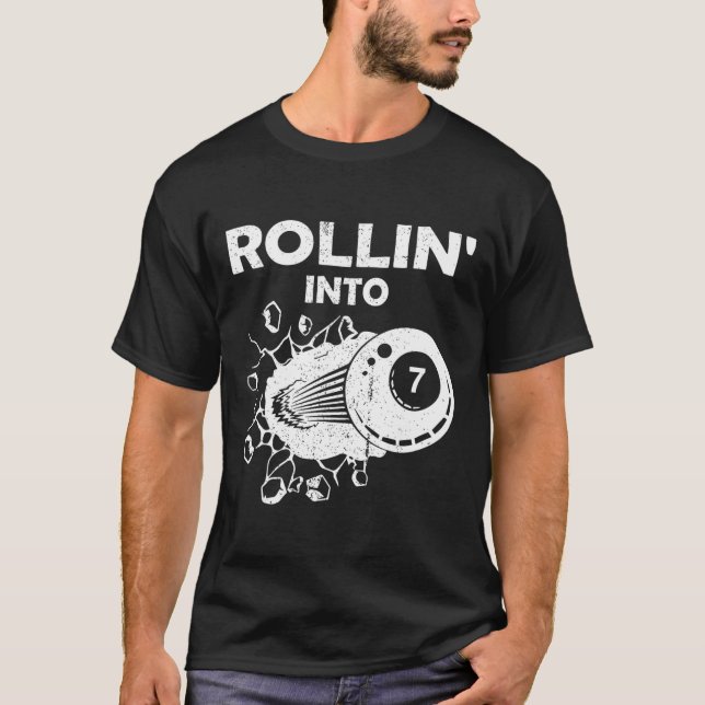 Camiseta Rollin Into 7 Billiards 7º cumpleaños Flamando Bil (Anverso)