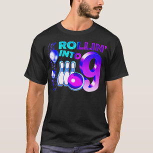 Camiseta Rollin into 9 Bowling Birthday Party 9th Birthday 