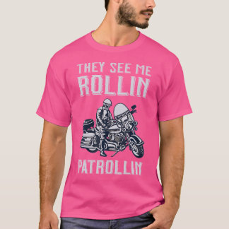 Camiseta Rollin Patrollin Police Y Motocicleta Cop