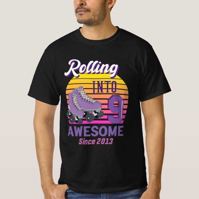 Camiseta Rolling en retro 9 Desde 2013 Patinaje en patineta (Anverso)