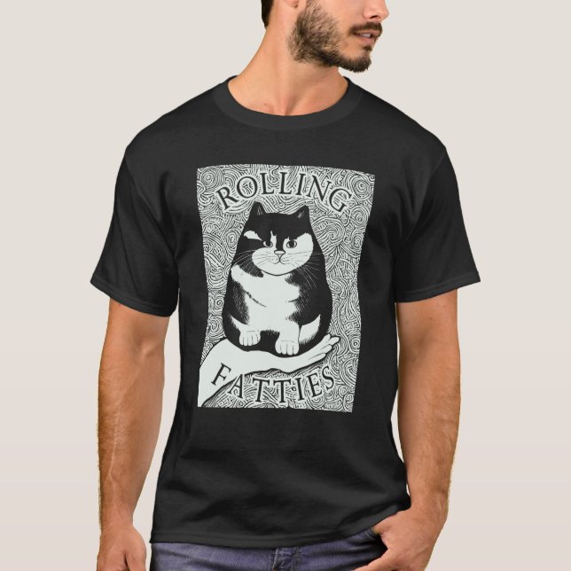 Camiseta Rolling Fatties Gato Monocromo Gatito (Anverso)