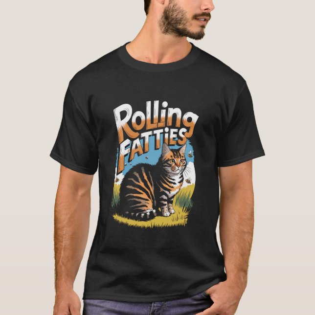 Camiseta Rolling Fatties Meme Divertido de Gato (Anverso)