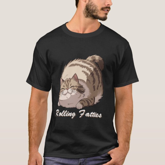 Camiseta Rolling Fatty Cat Meme Lazy Furry Kitty Humor Funn (Anverso)