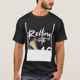 Camiseta Rolling In 10 Backprint Roller Skating Birthday