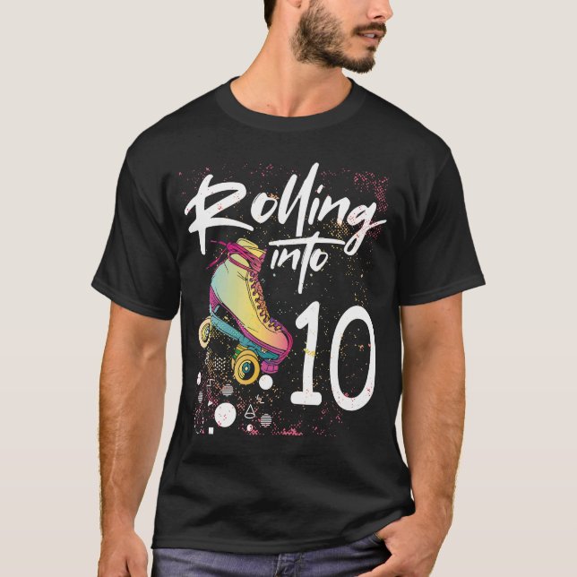 Camiseta Rolling In 10 Roller Skating Birthday (Anverso)