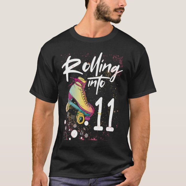 Camiseta Rolling In 11 Roller Skating Birthday (Anverso)