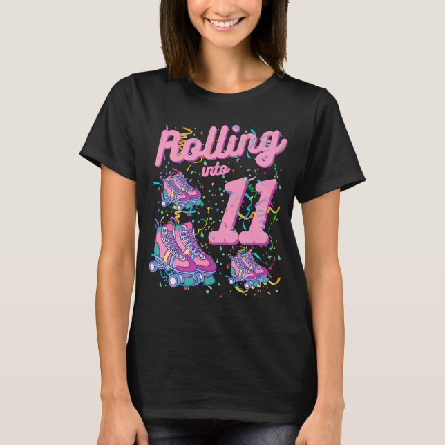 Camiseta Rolling In 11th Birthday Roller Skate 11 Years O (Anverso)