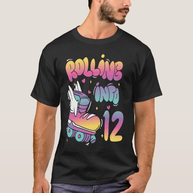 Camiseta Rolling In 12 Roller Skating Birthday (Anverso)