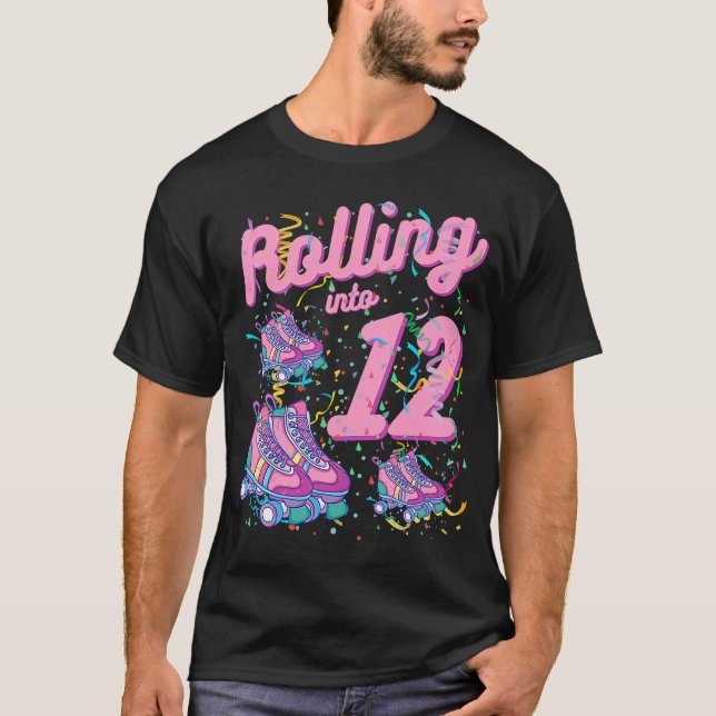 Camiseta Rolling In 12th Birthday Roller Skate 12 Years O (Anverso)