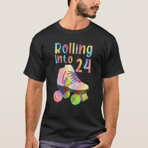 Camiseta Rolling In 24 Guay 24th Birthday Roller Skating