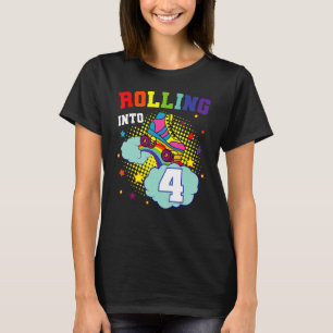 Camiseta Rolling In 4 Roller Skates Cumpleaños Patinaje