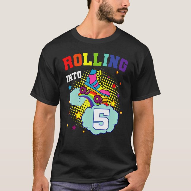 Camiseta Rolling In 5 Roller Skates Cumpleaños Patinaje (Anverso)