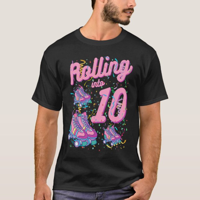 Camiseta Rolling Into 10th Birthday Roller Skate 10 Years O (Anverso)
