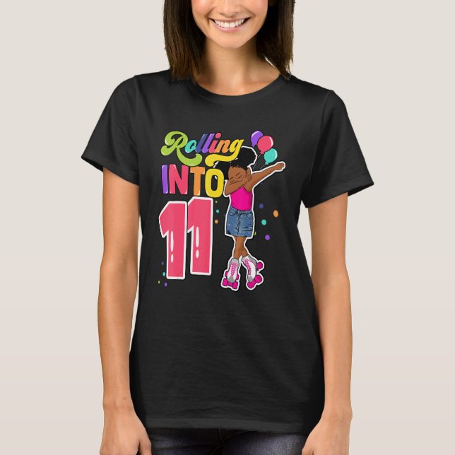 Camiseta Rolling Into 11 Years Dabbing Roller Skate 11t (Anverso)