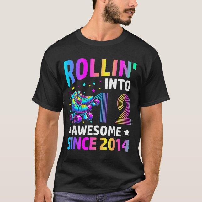 Camiseta Rolling Into 12 Years Old Skates 12th Birthday Gir (Anverso)