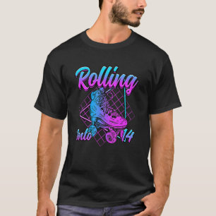 Camiseta Rolling Into 14 Roller Skate Birthday