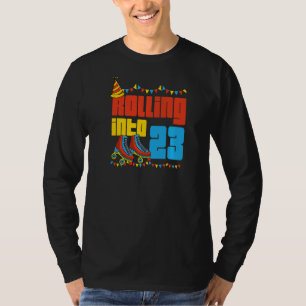 Camiseta Rolling Into 23 Roller Skate 23rd Birthday Party S