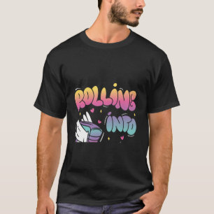 Camiseta Rolling Into 4 Backprint Roller Skler Birthday