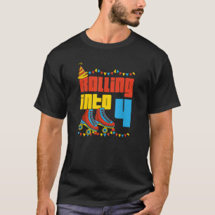 Camiseta Rolling Into 4 Roller Skate 4er cumpleaños Fiesta