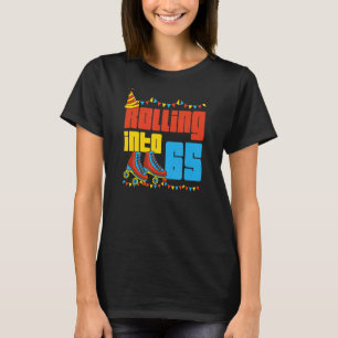 Camiseta Rolling Into 65 Roller Skate 65th Birthday Party S