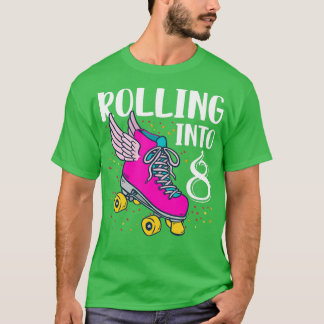 Camiseta Rolling Into 8 Years Old Girls Birthday