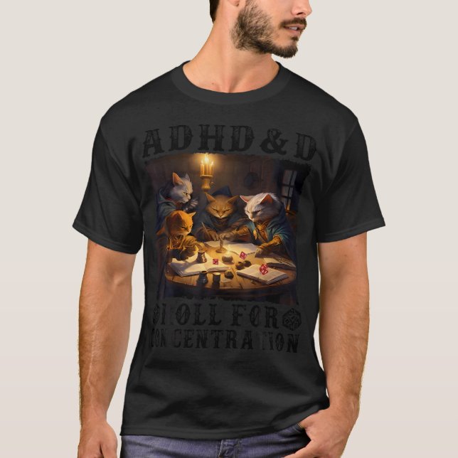 Camiseta Rollo De Jugador Rpg De Gatos Para Cita Graciosa D (Anverso)
