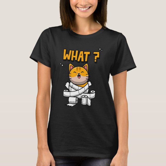 Camiseta Rollo de Papel Higiénico  Gato Qué (Anverso)