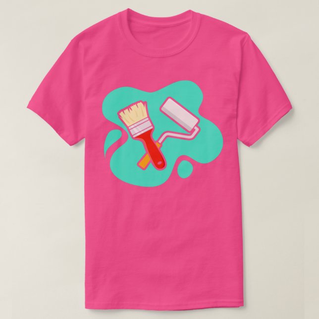 Camiseta Rollo de pincel y pintura para pintores y barnices (Diseño del anverso)