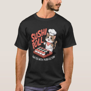 Camiseta Rollo de Sushi Creado con Purr-fección Diseño de G